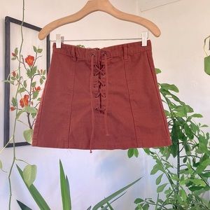 Burt Orange Denim Mini Skirt